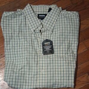 Men's Ivory and Forest Checkered Button Down Shirt